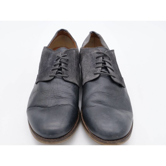 Modern Vintage Mens 8.5 Oxfords Black Leather Suede Derby Plain Toe Casual Dress - Picture 6 of 11